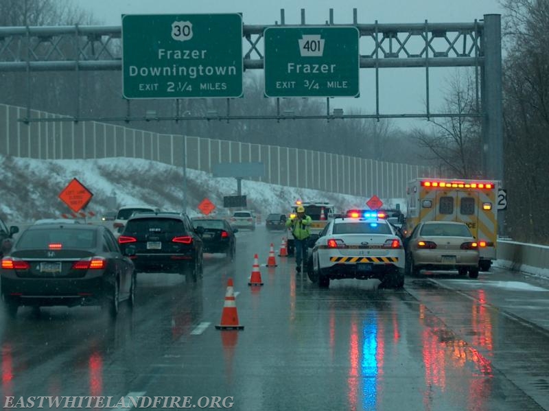 East Whiteland Fire Company on an icy Route 202 with Pennsylvania State Police for a traffic accident.